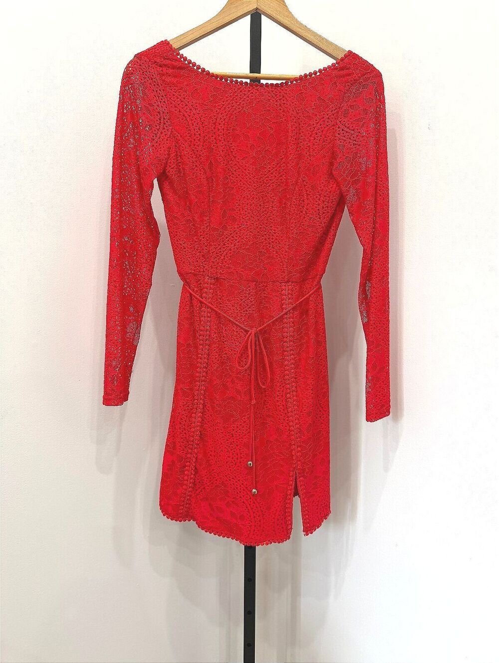 Red Lace Long Sleeve Women's Dress Sage+Paige NWT Large